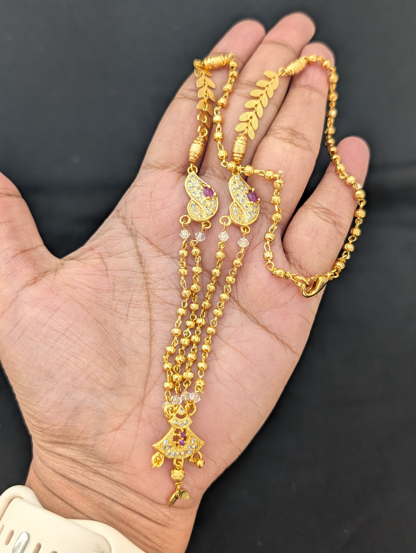 Micro gold plated CZ pendant Chain necklace - D2