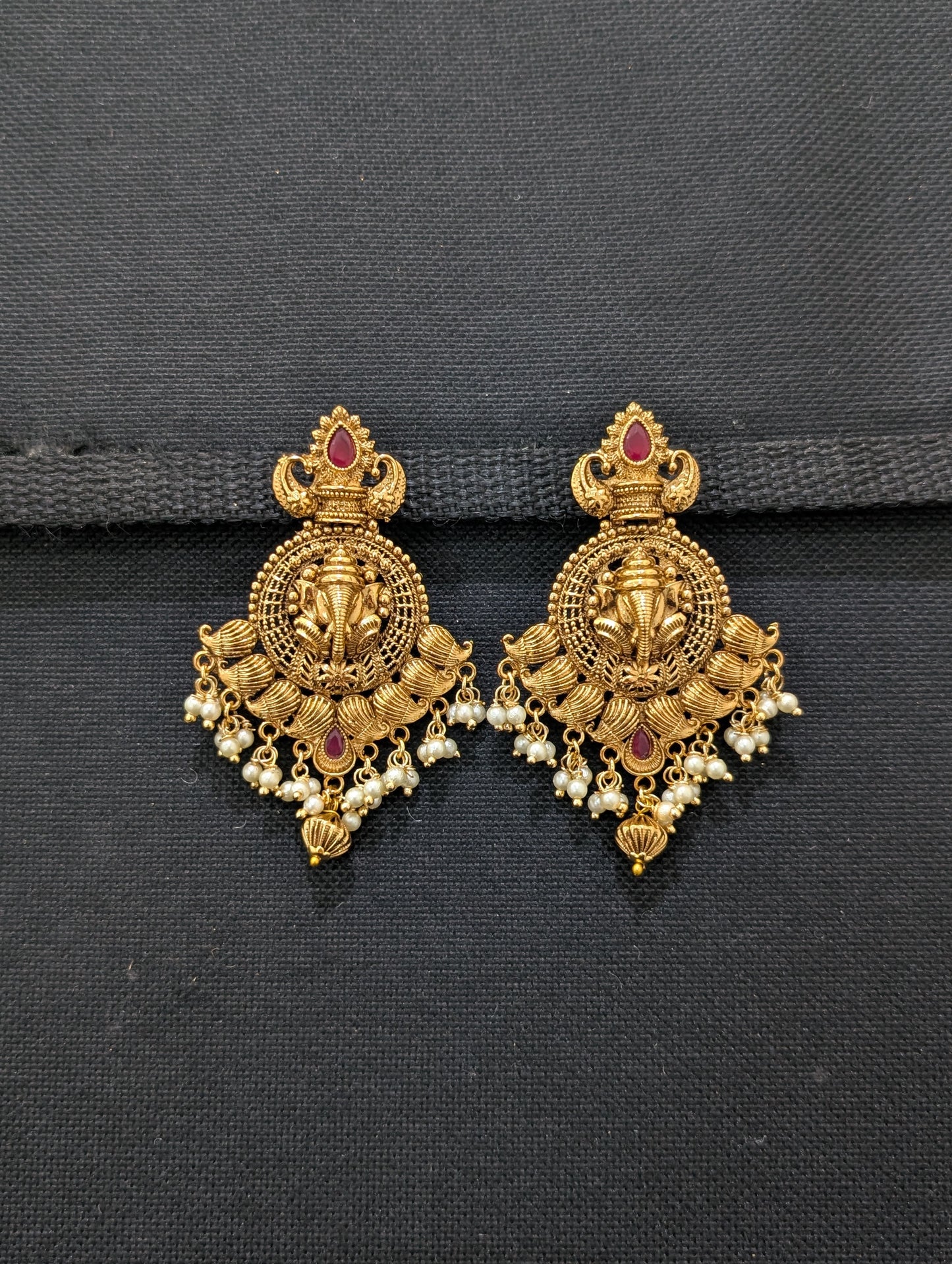 Ganesh ji Antique Large Chandblai Earrings