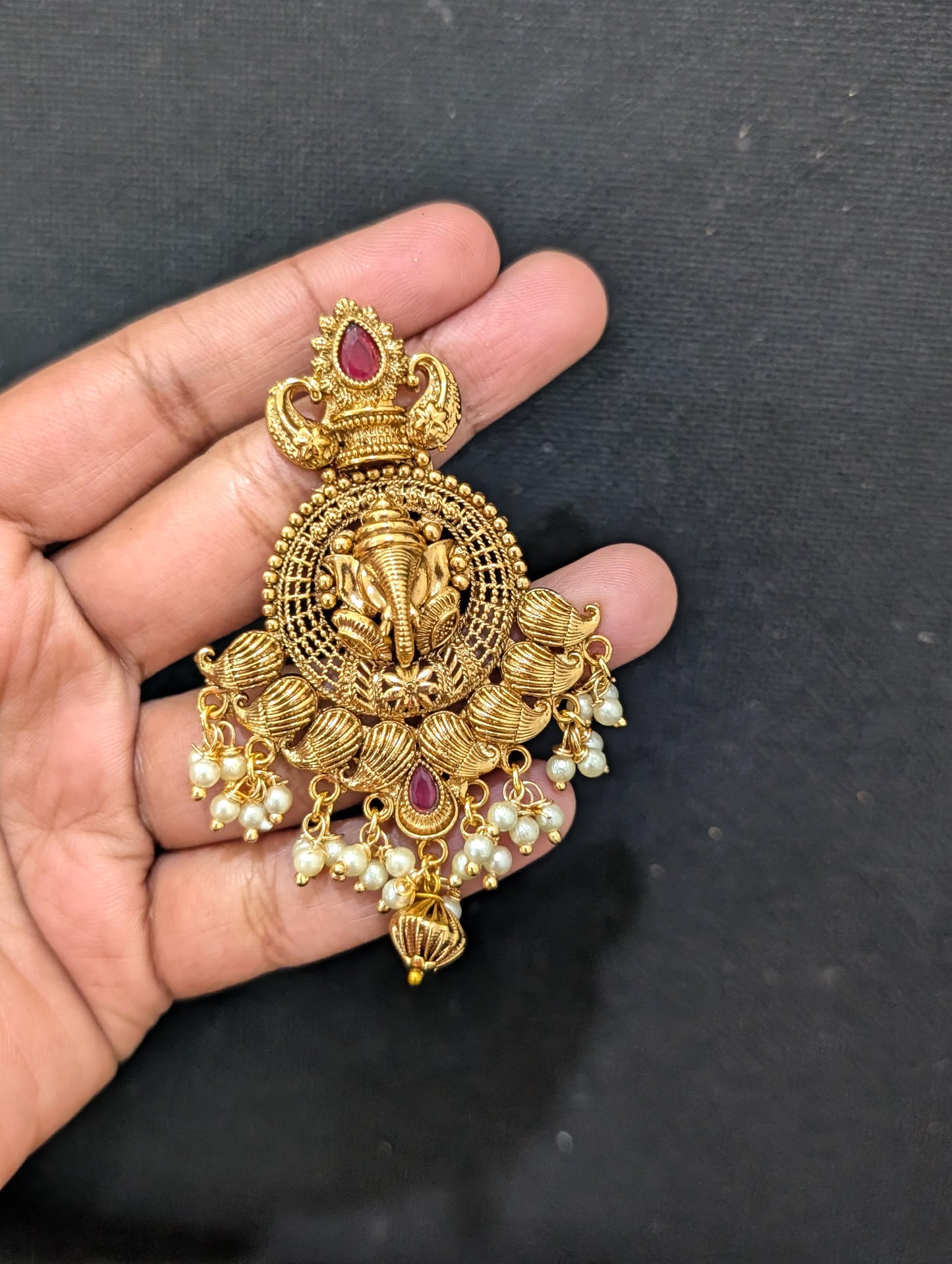 Ganesh ji Antique Large Chandblai Earrings