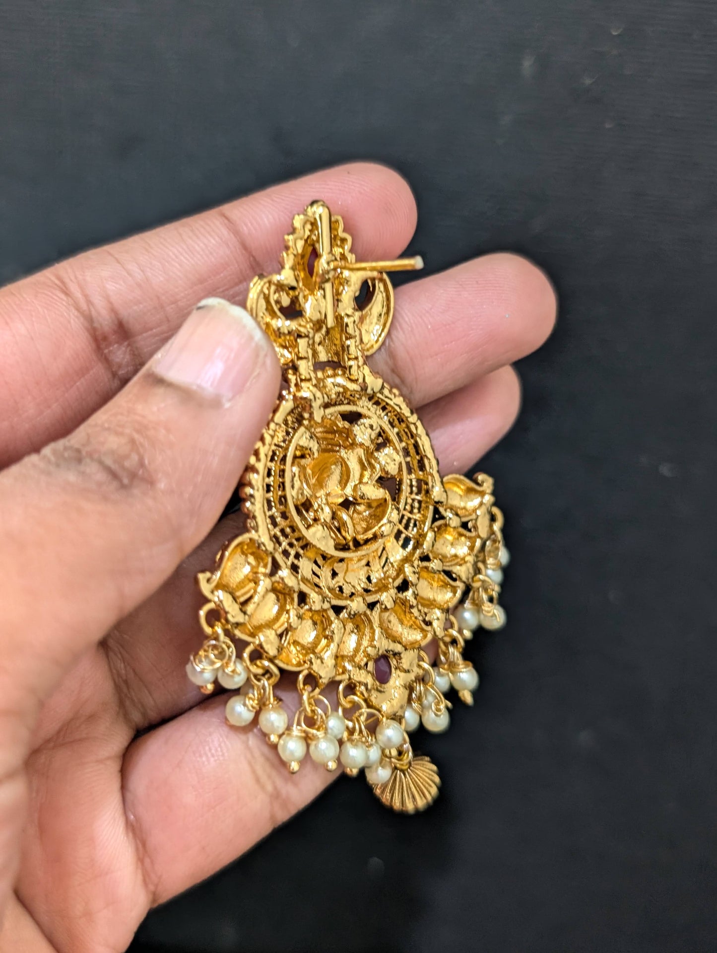 Ganesh ji Antique Large Chandblai Earrings
