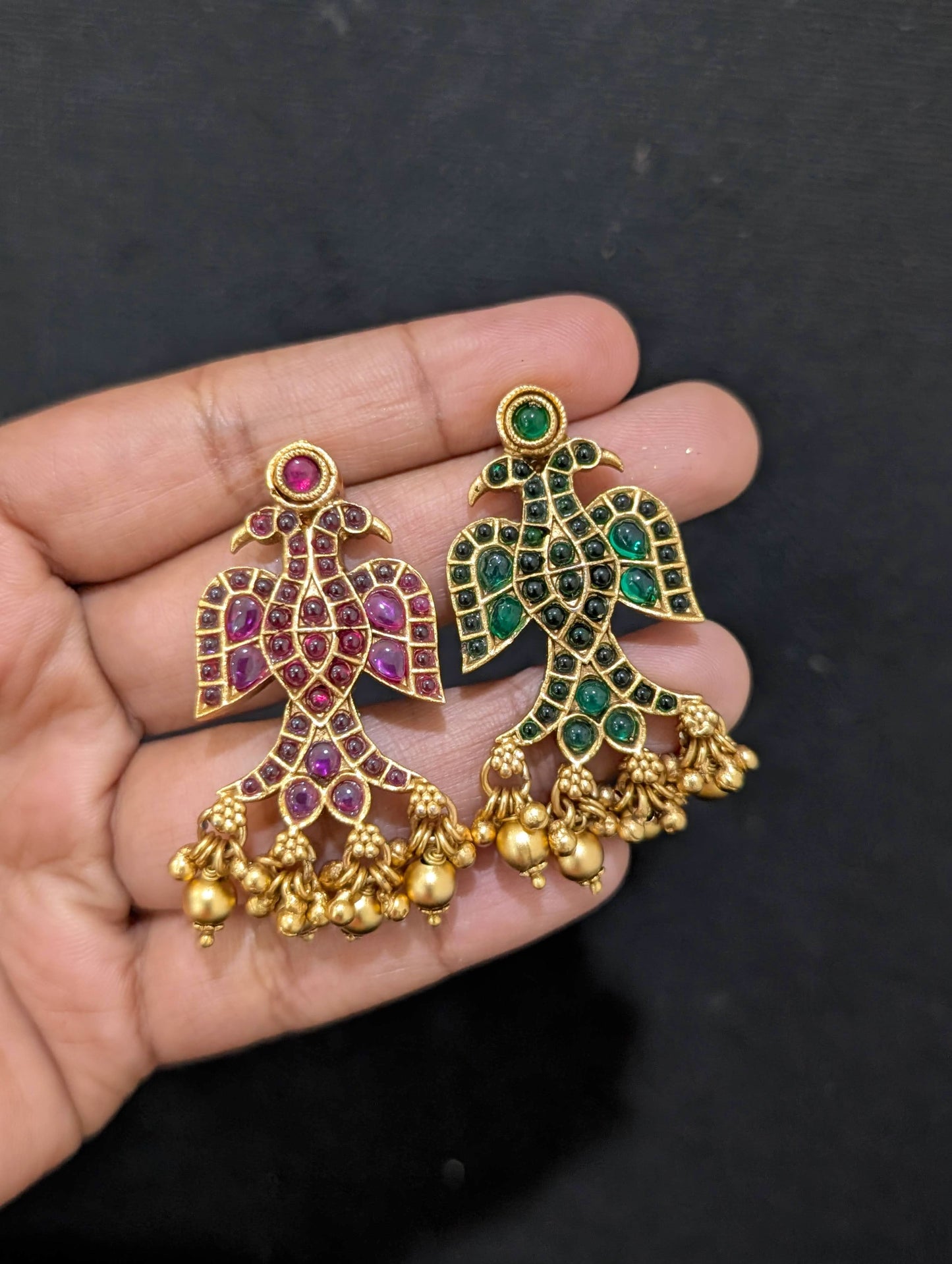 2 in 1 Peacock design Antique Chandbali Earrings
