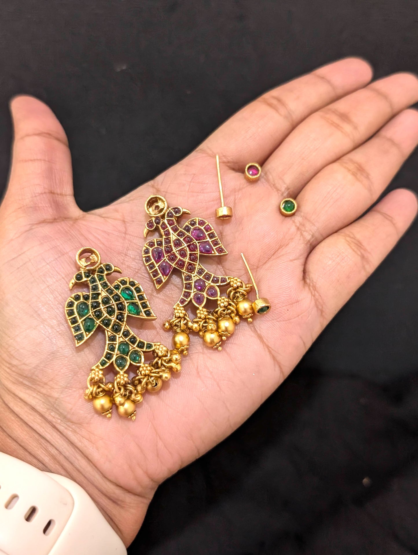 2 in 1 Peacock design Antique Chandbali Earrings