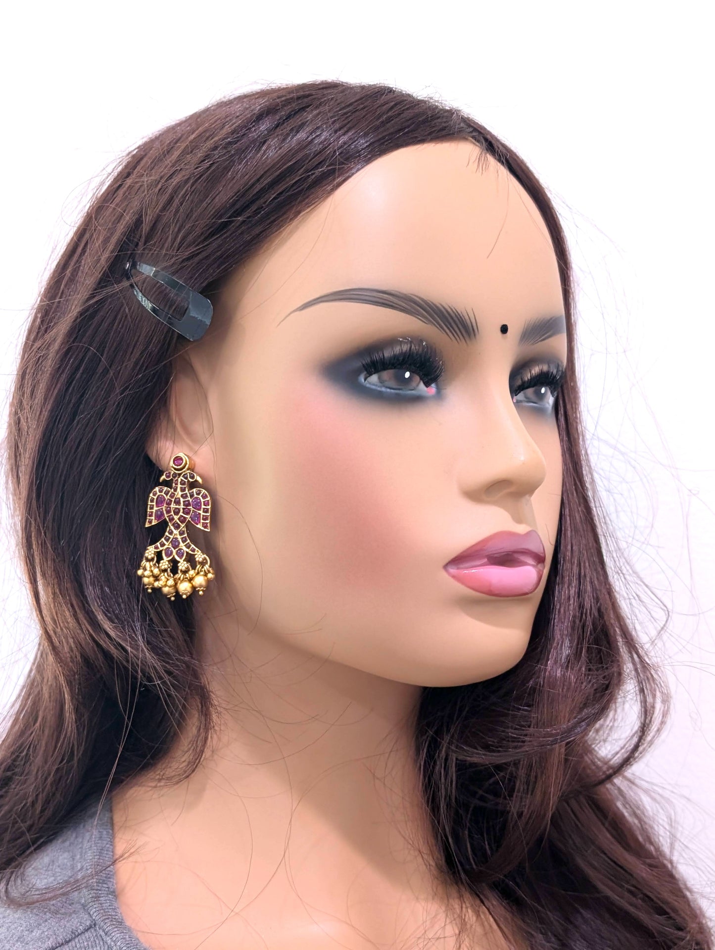 2 in 1 Peacock design Antique Chandbali Earrings