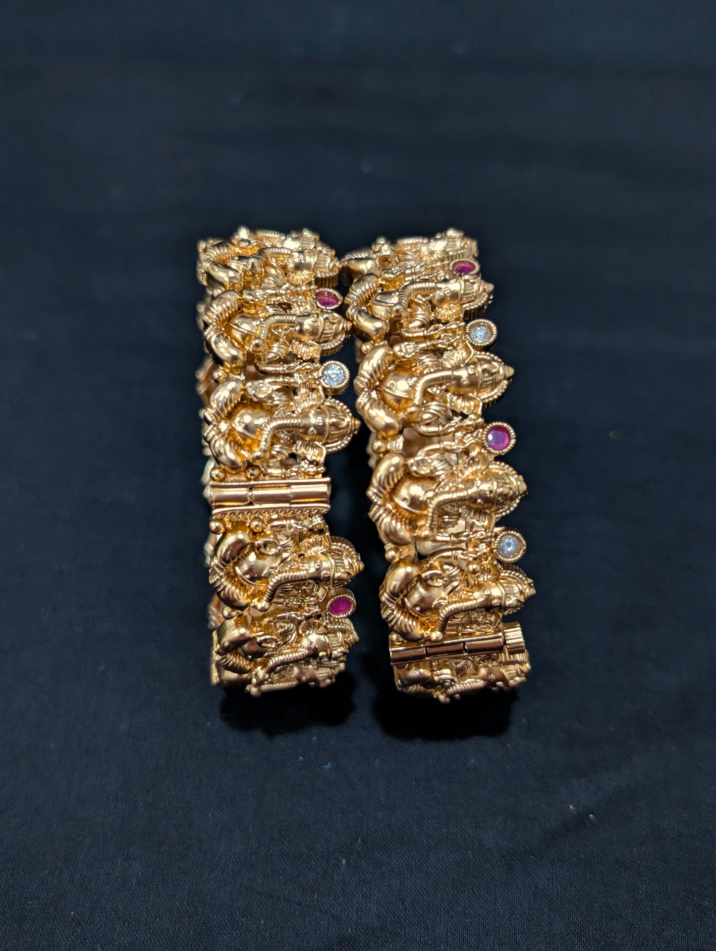 Lord Ganesh Antique gold plated bangles