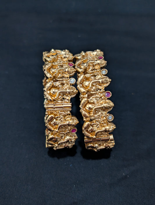 Lord Ganesh Antique gold plated bangles