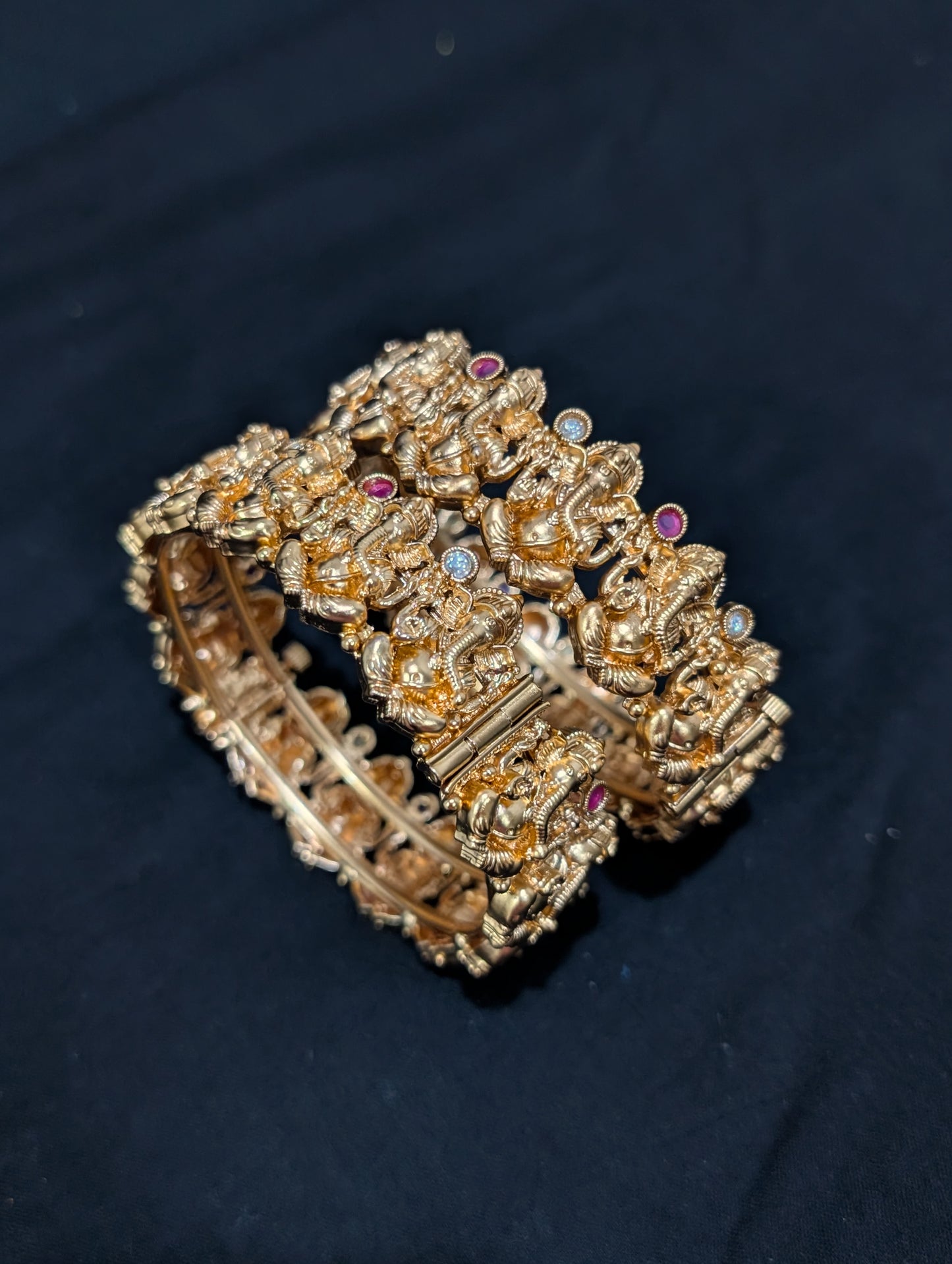 Lord Ganesh Antique gold plated bangles