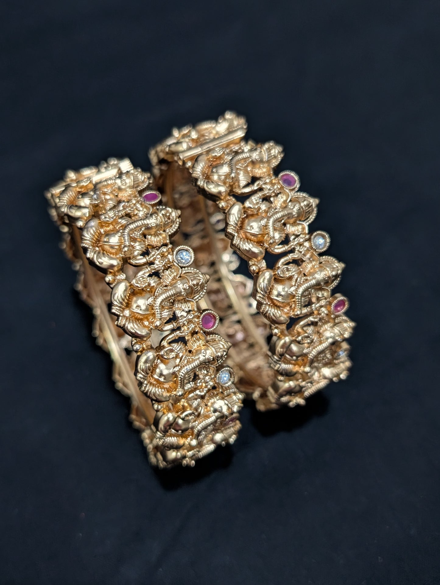 Lord Ganesh Antique gold plated bangles