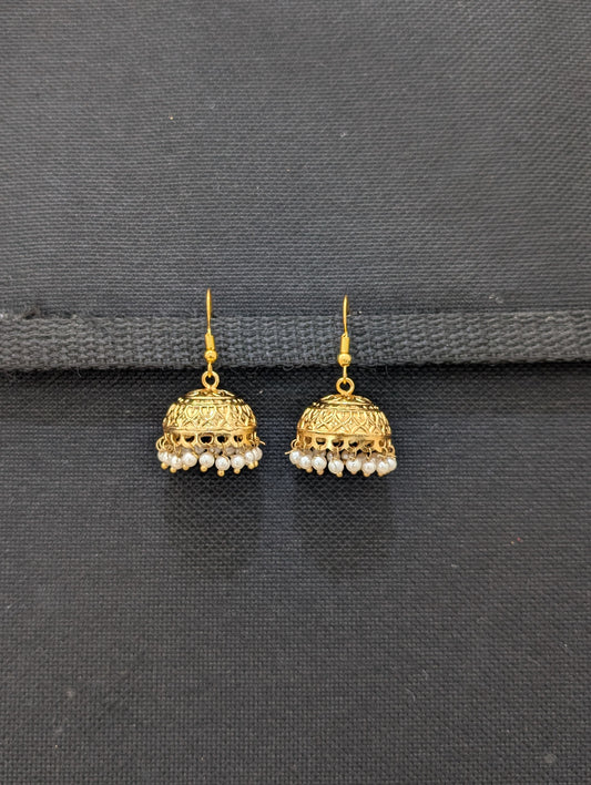 Gold plated small hook drop jhumka