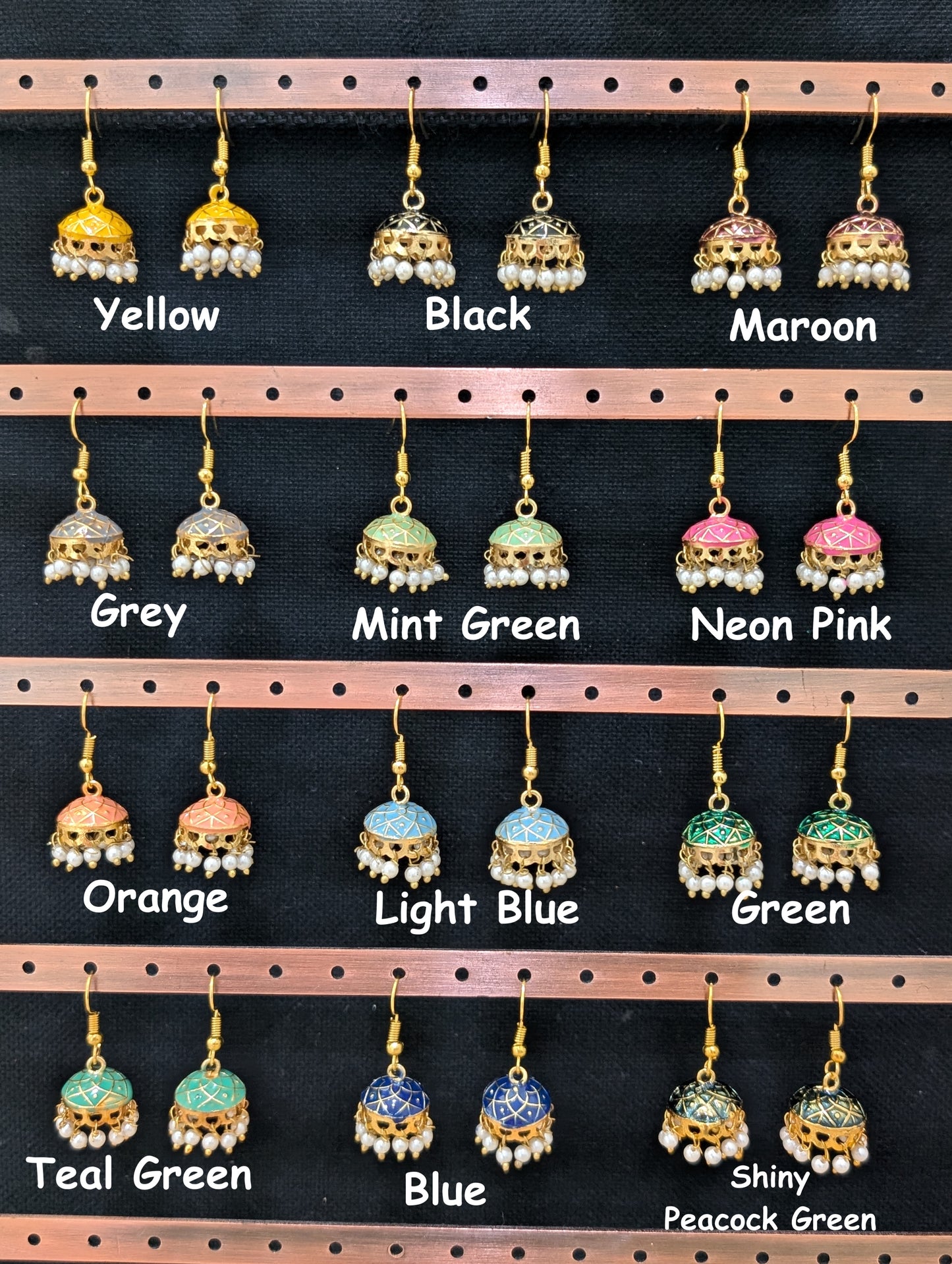 Mini hook drop Meenakari Jhumka Earrings