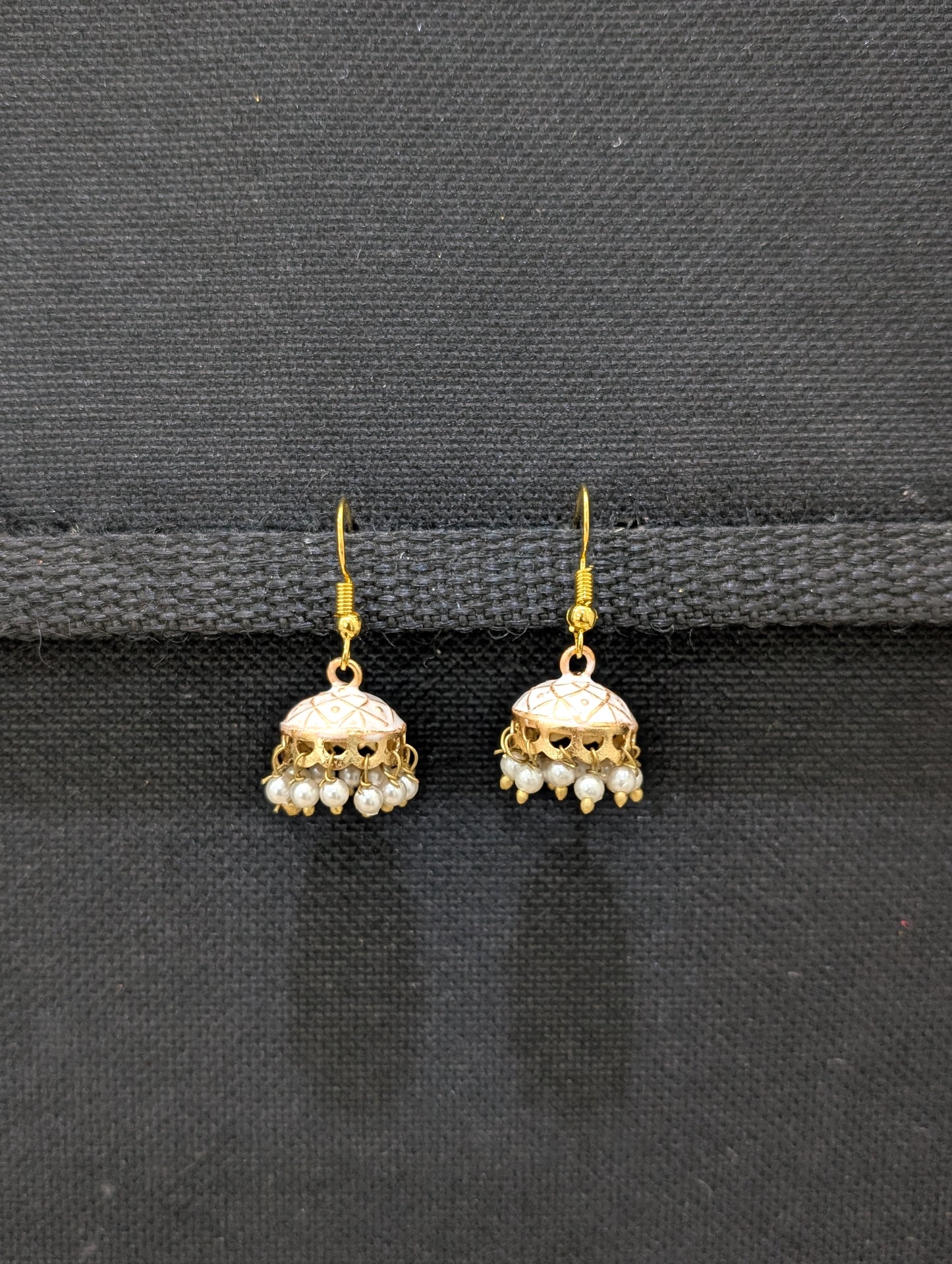 Mini hook drop Meenakari Jhumka Earrings