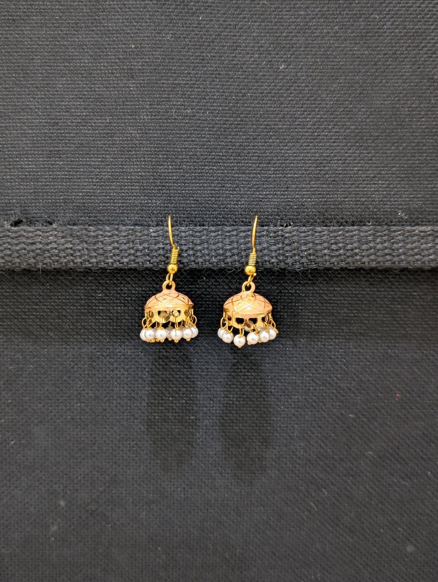 Mini hook drop Meenakari Jhumka Earrings