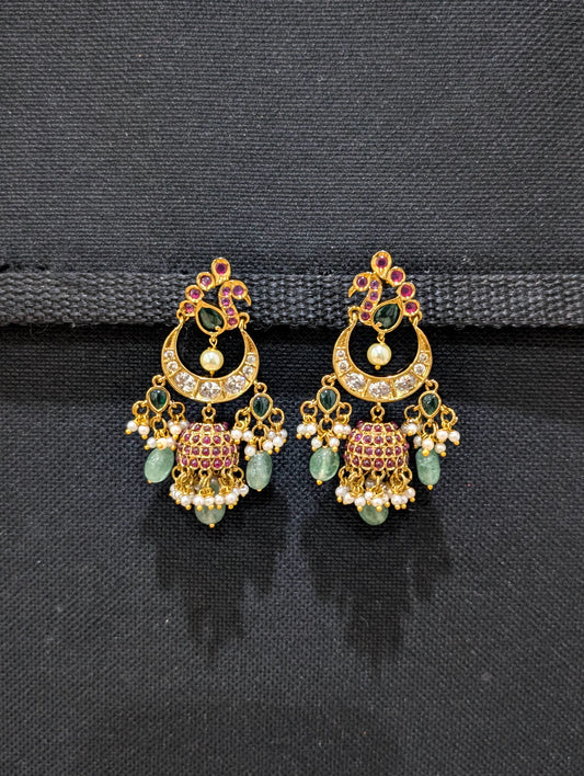 Antique Dark gold Peacock Jhumka Earrings