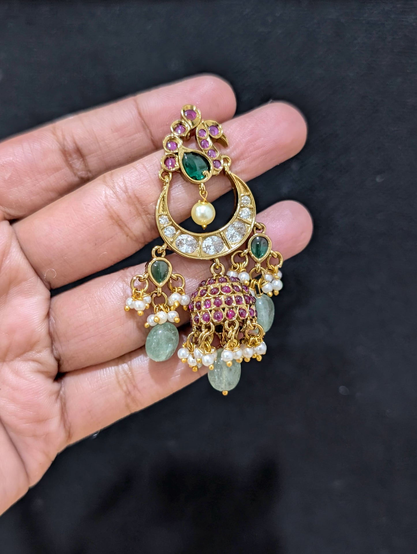 Antique Dark gold Peacock Jhumka Earrings