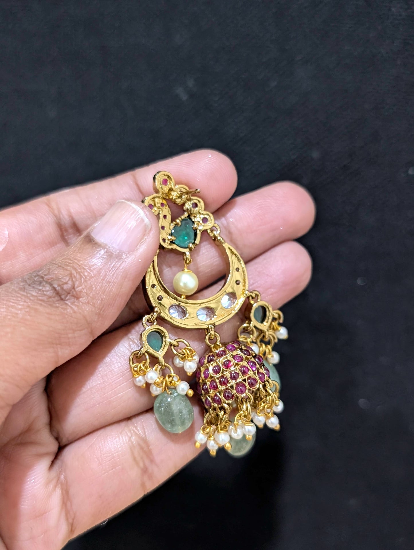 Antique Dark gold Peacock Jhumka Earrings