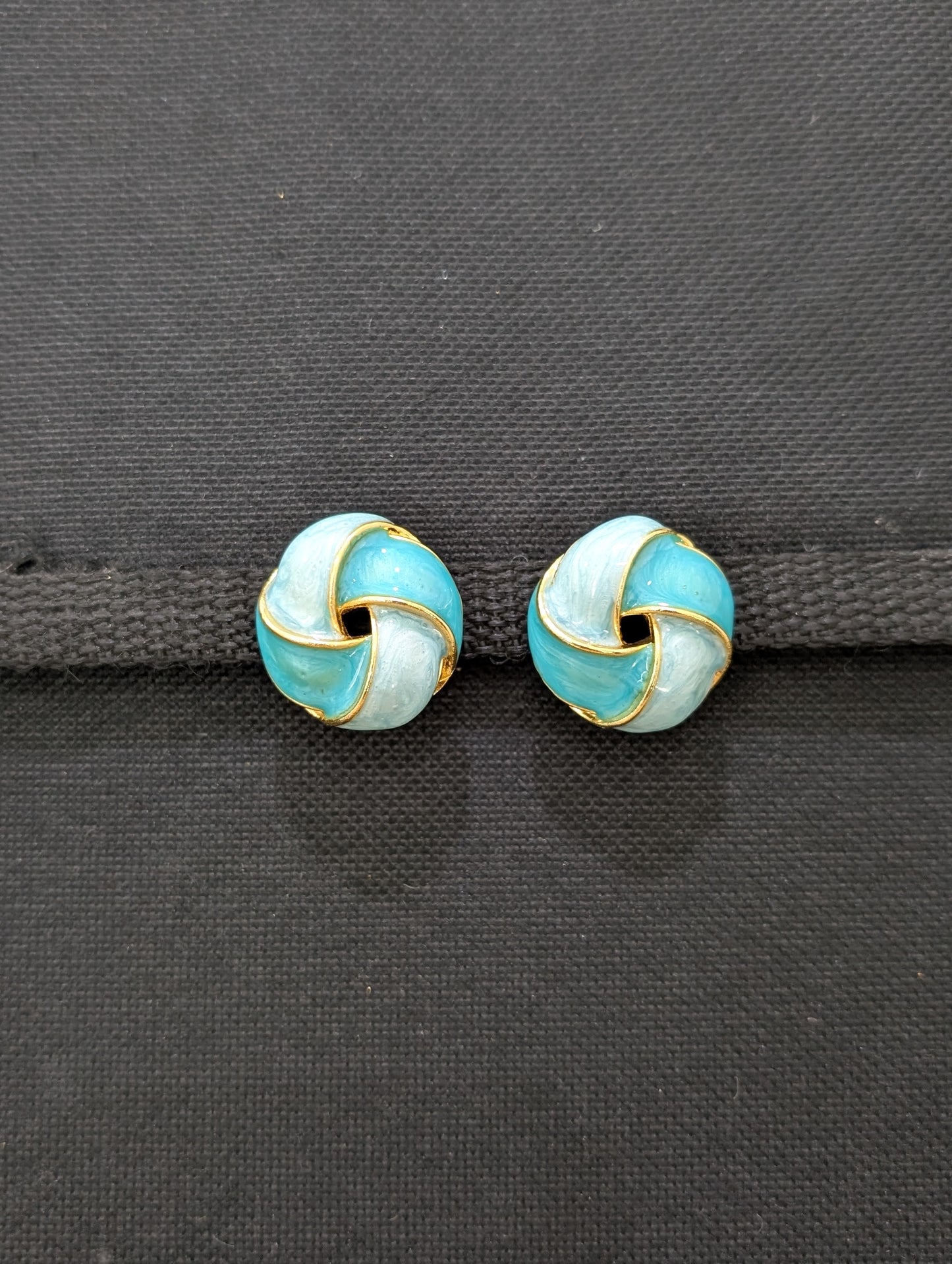 Enamel Swirl circle Design Large Stud Earrings