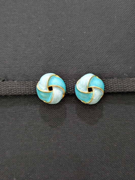 Enamel Swirl circle Design Large Stud Earrings