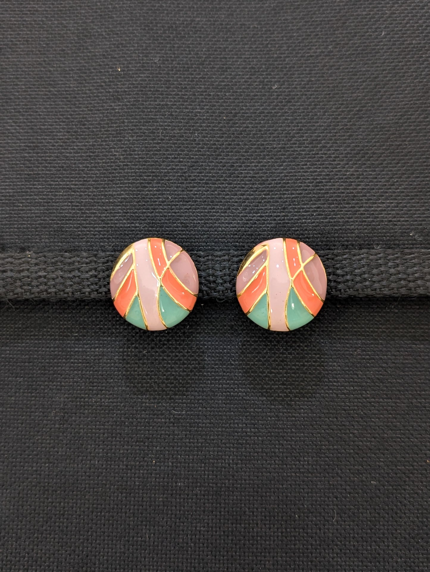 Enamel Oval Design Stud Earrings