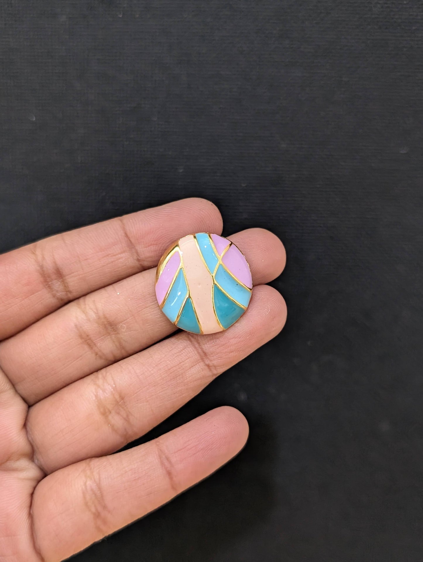 Enamel Oval Design Stud Earrings