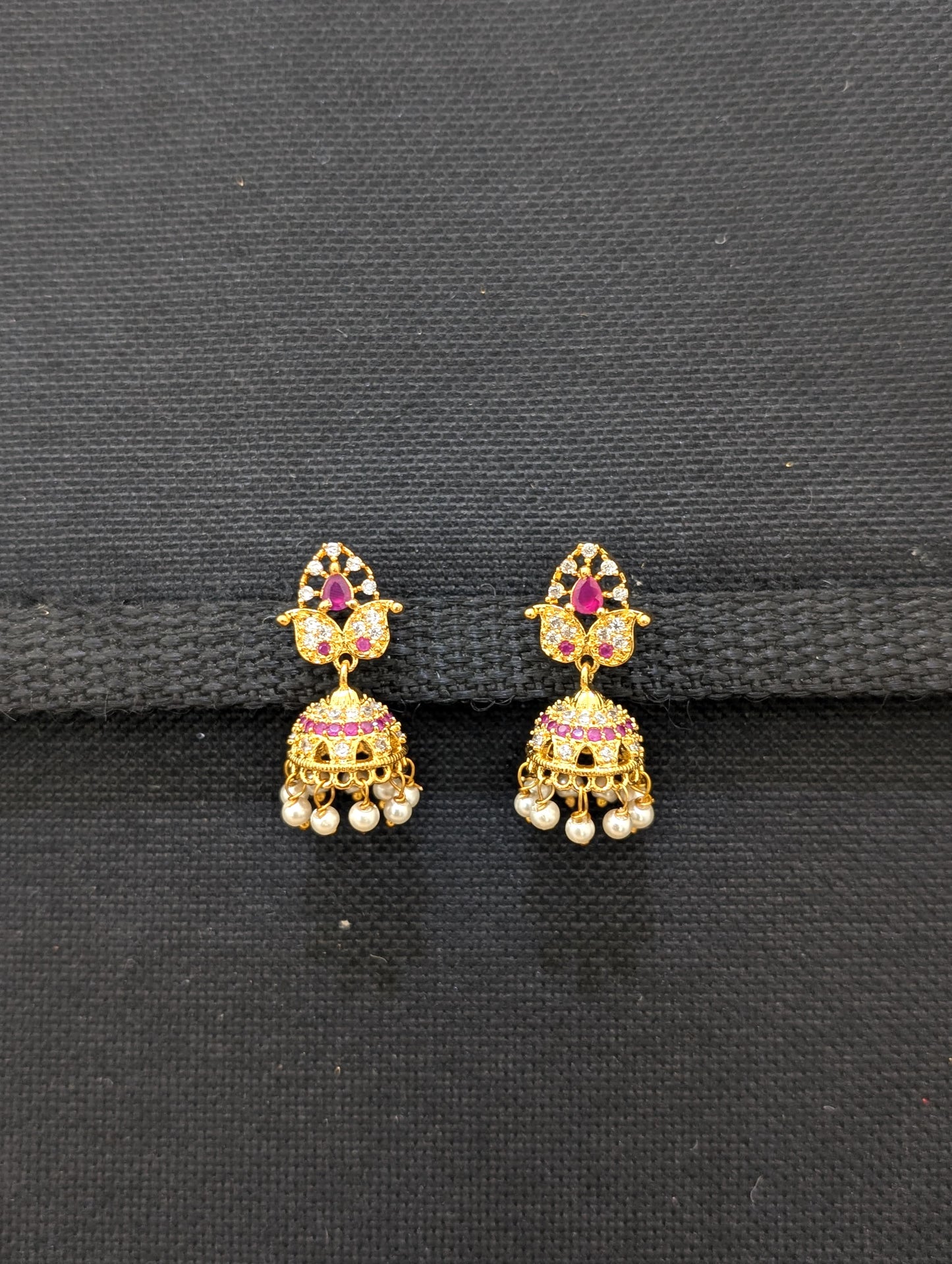 Small CZ Jhumka Earrings - Mango design