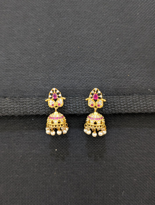 Small CZ Jhumka Earrings - Mango design