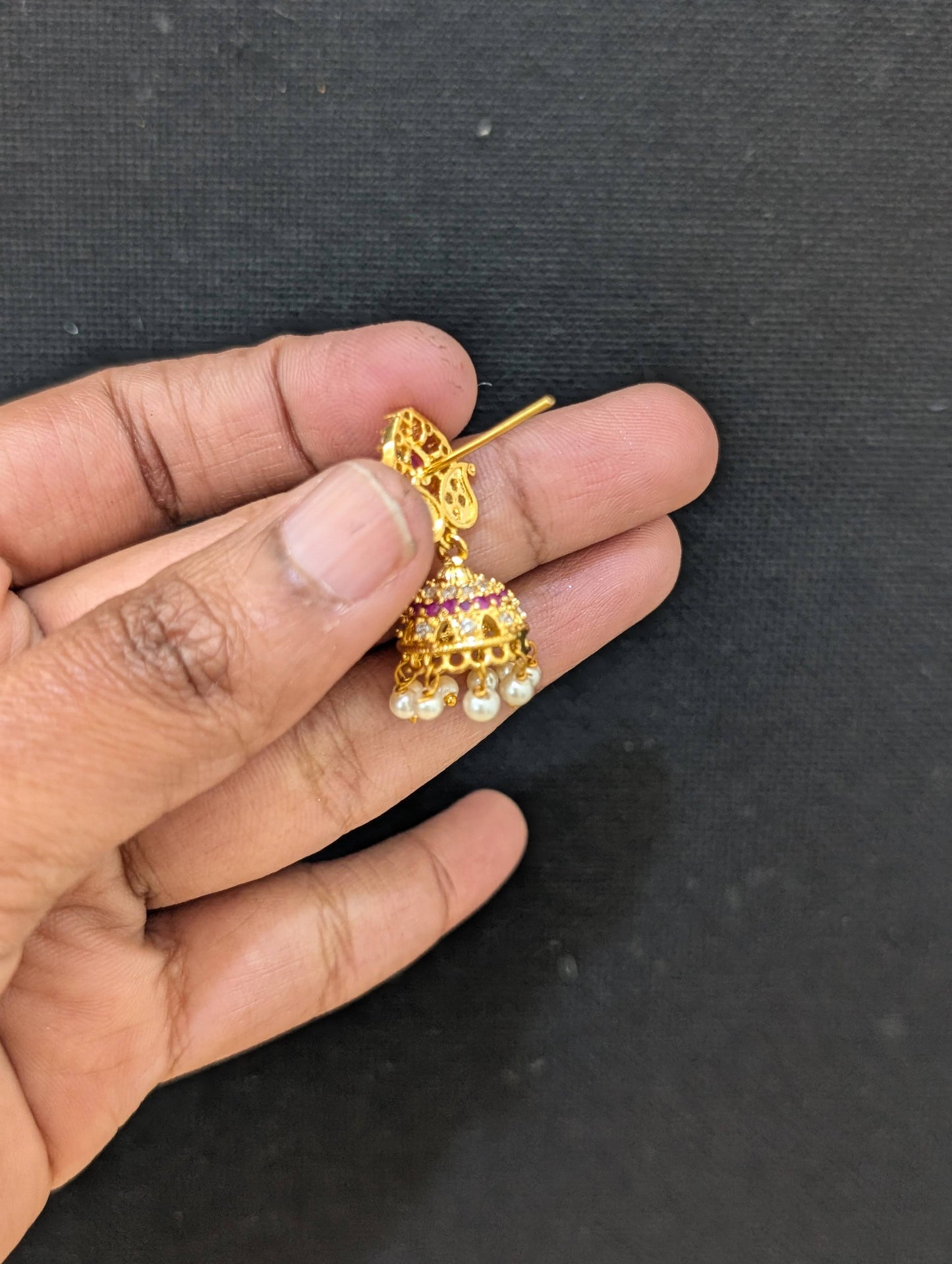 Small CZ Jhumka Earrings - Mango design