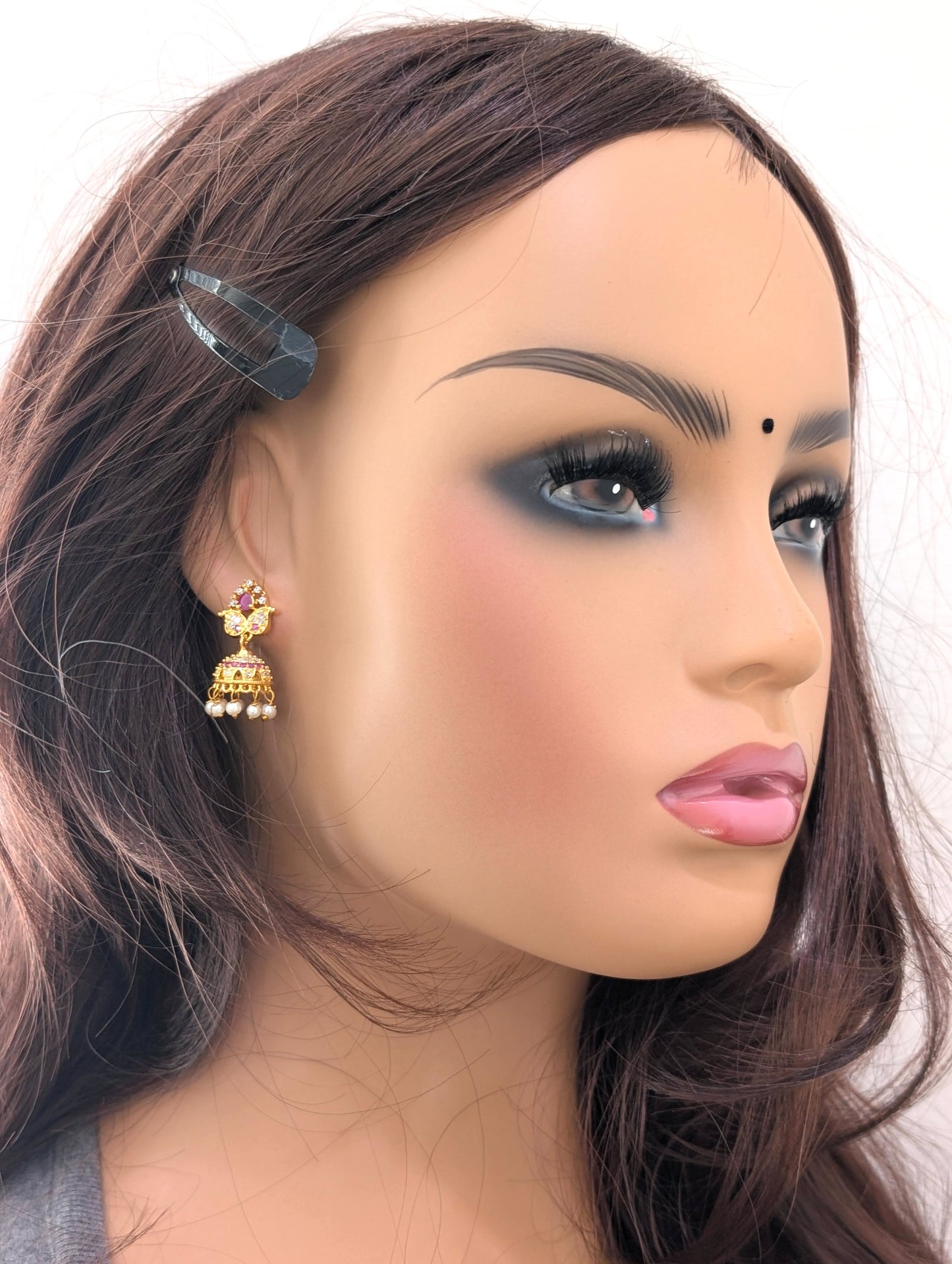 Small CZ Jhumka Earrings - Mango design