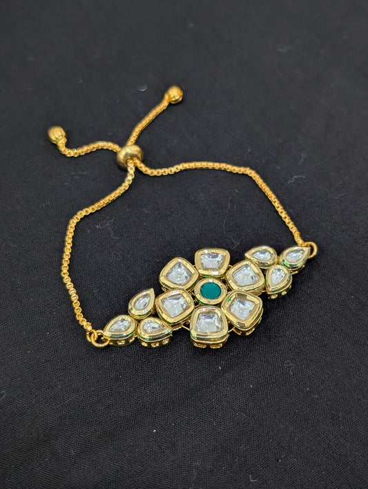Flower Kundan Adjustable bracelet