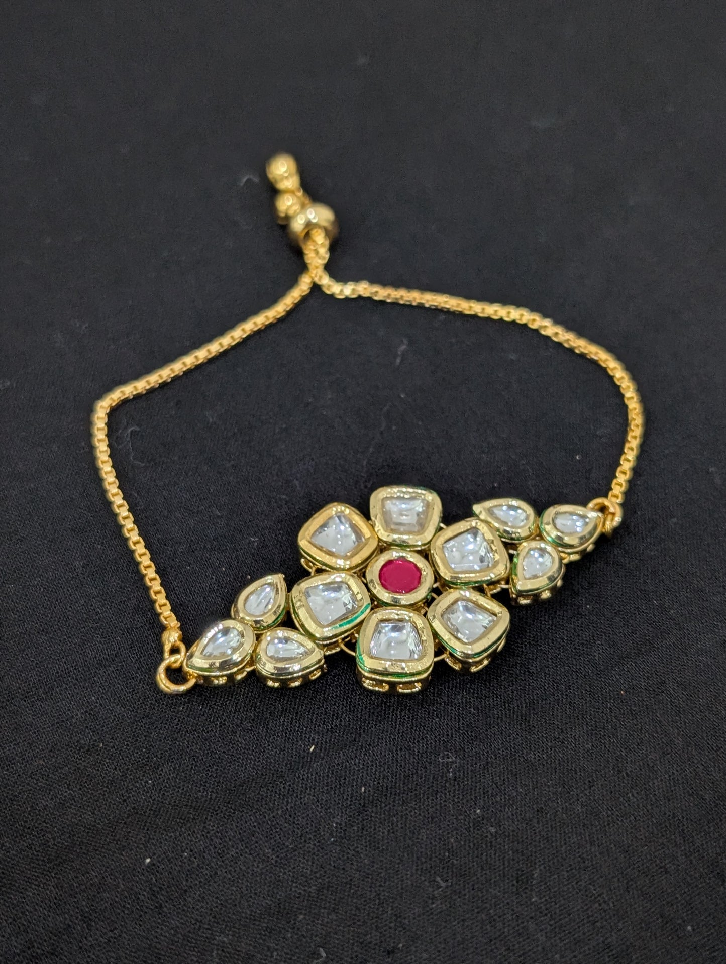 Flower Kundan Adjustable bracelet