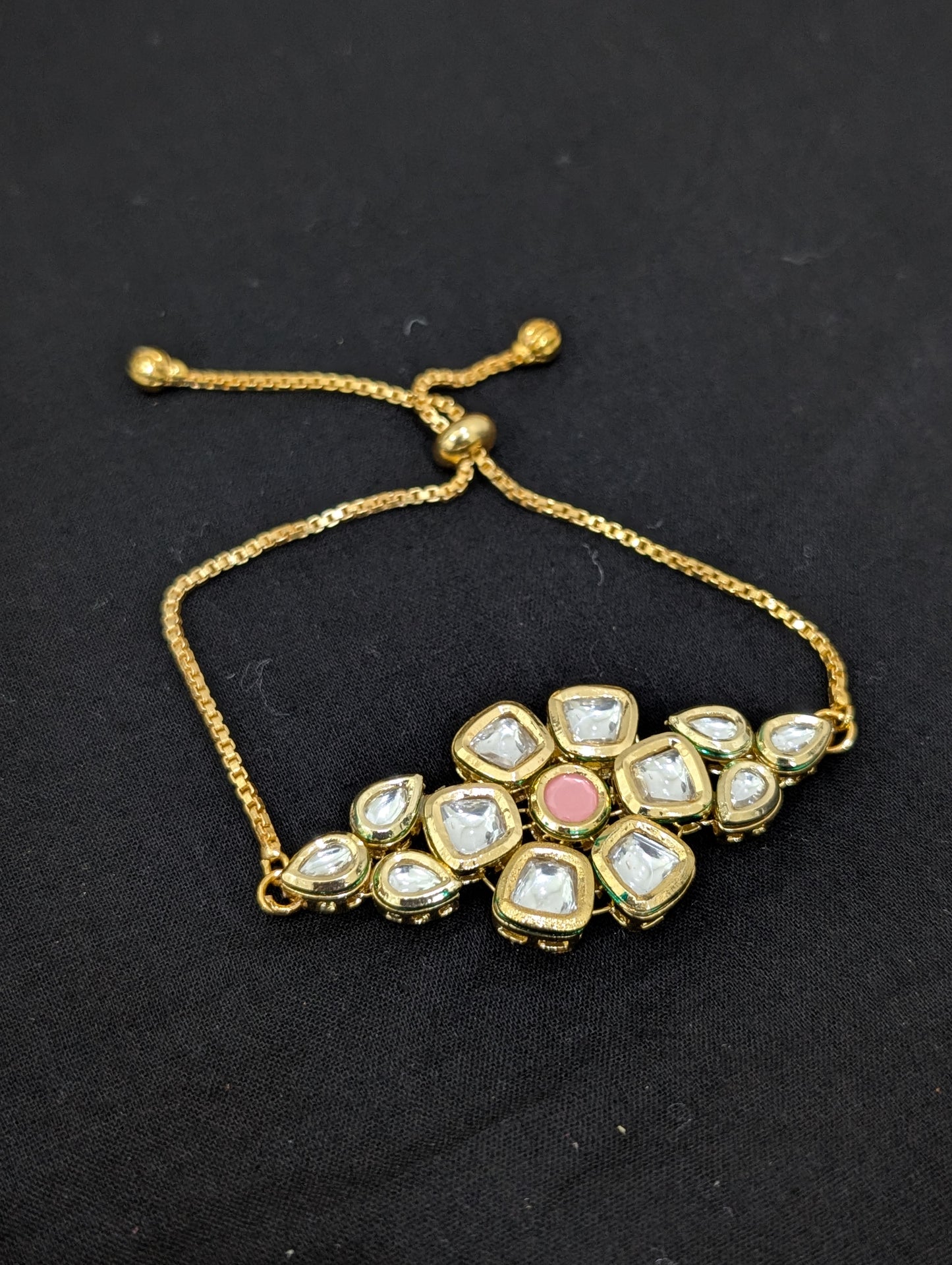 Flower Kundan Adjustable bracelet