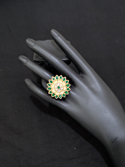 Flower Kundan stone adjustable Finger rings