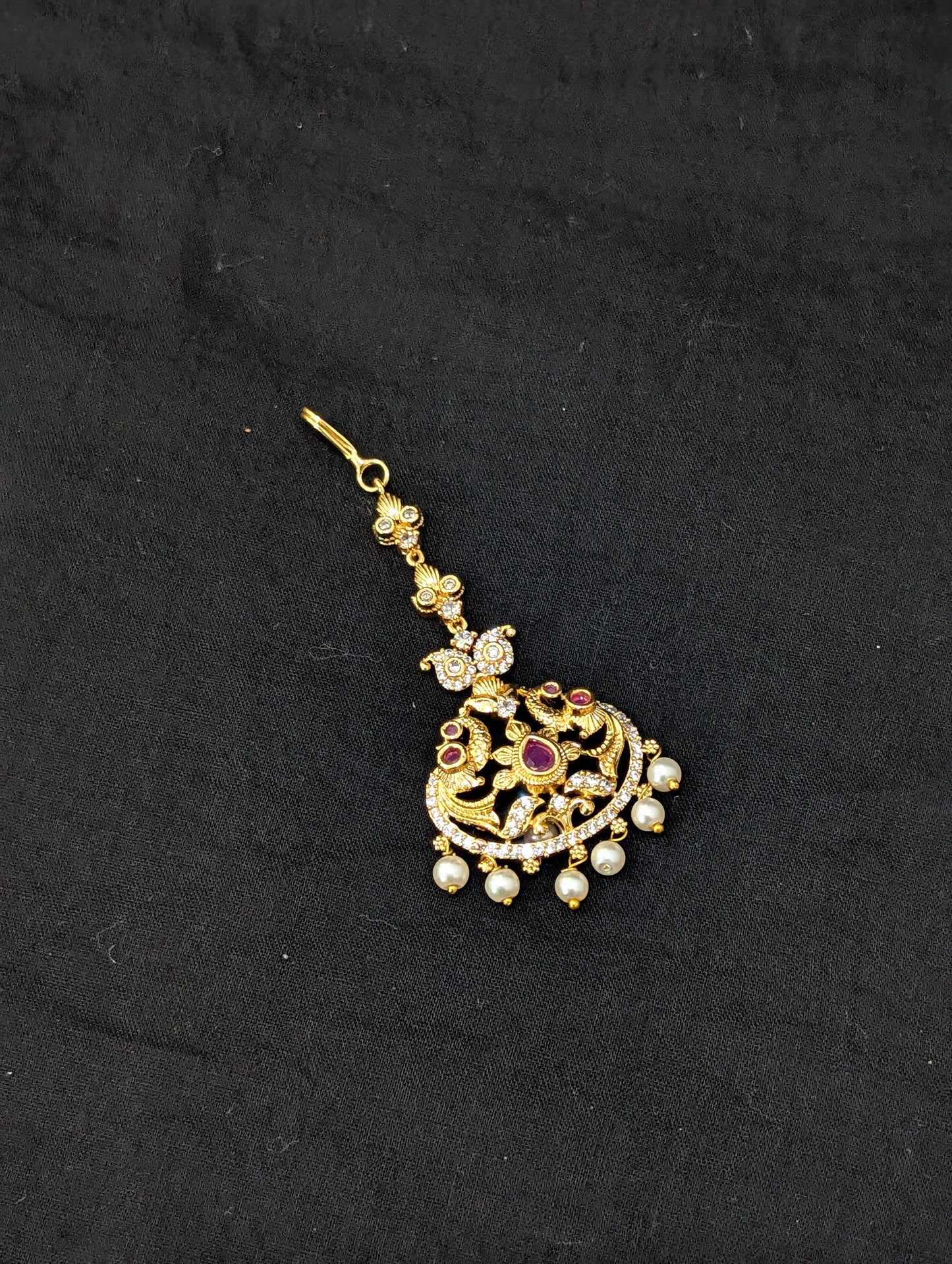 Micro gold plated CZ Peacock Maang Tikka