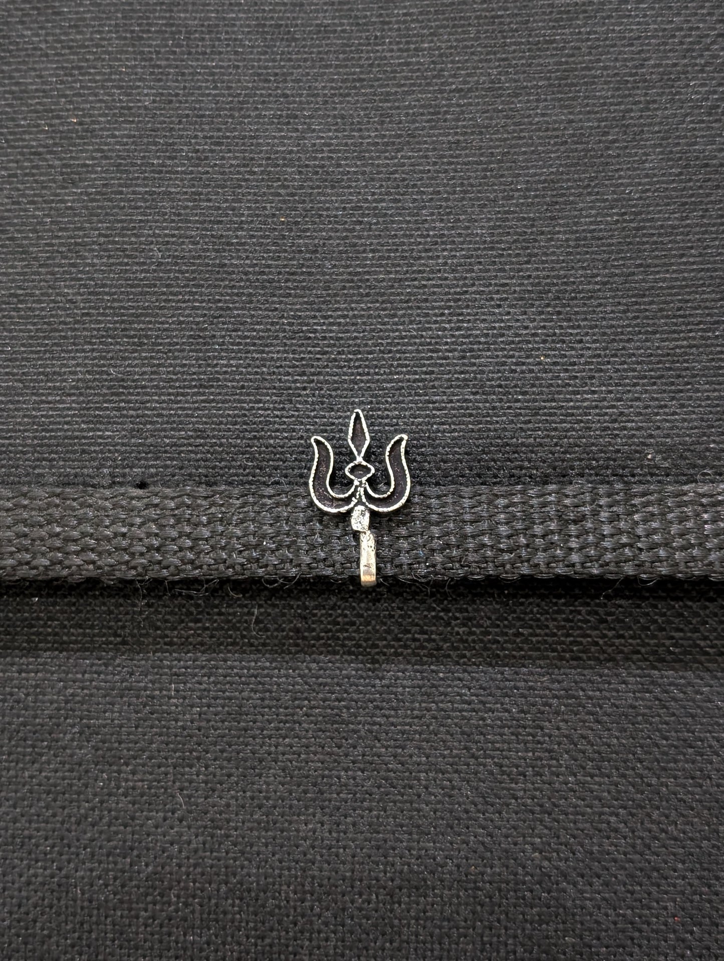 Oxidized silver clip on Nose Pin - Trisul design