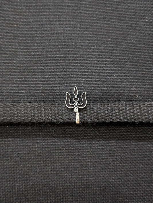Oxidized silver clip on Nose Pin - Trisul design