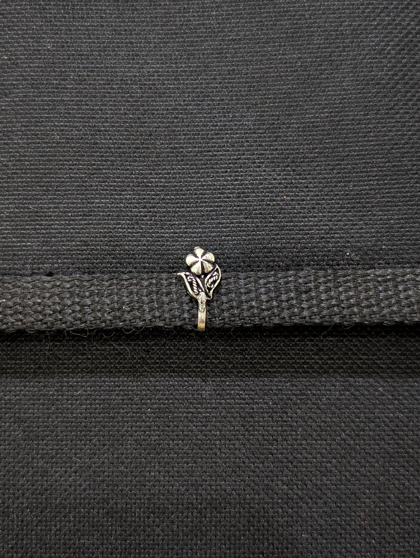 Oxidized silver clip on Nose Pin - Flower design
