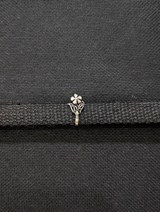 Oxidized silver clip on Nose Pin - Flower design