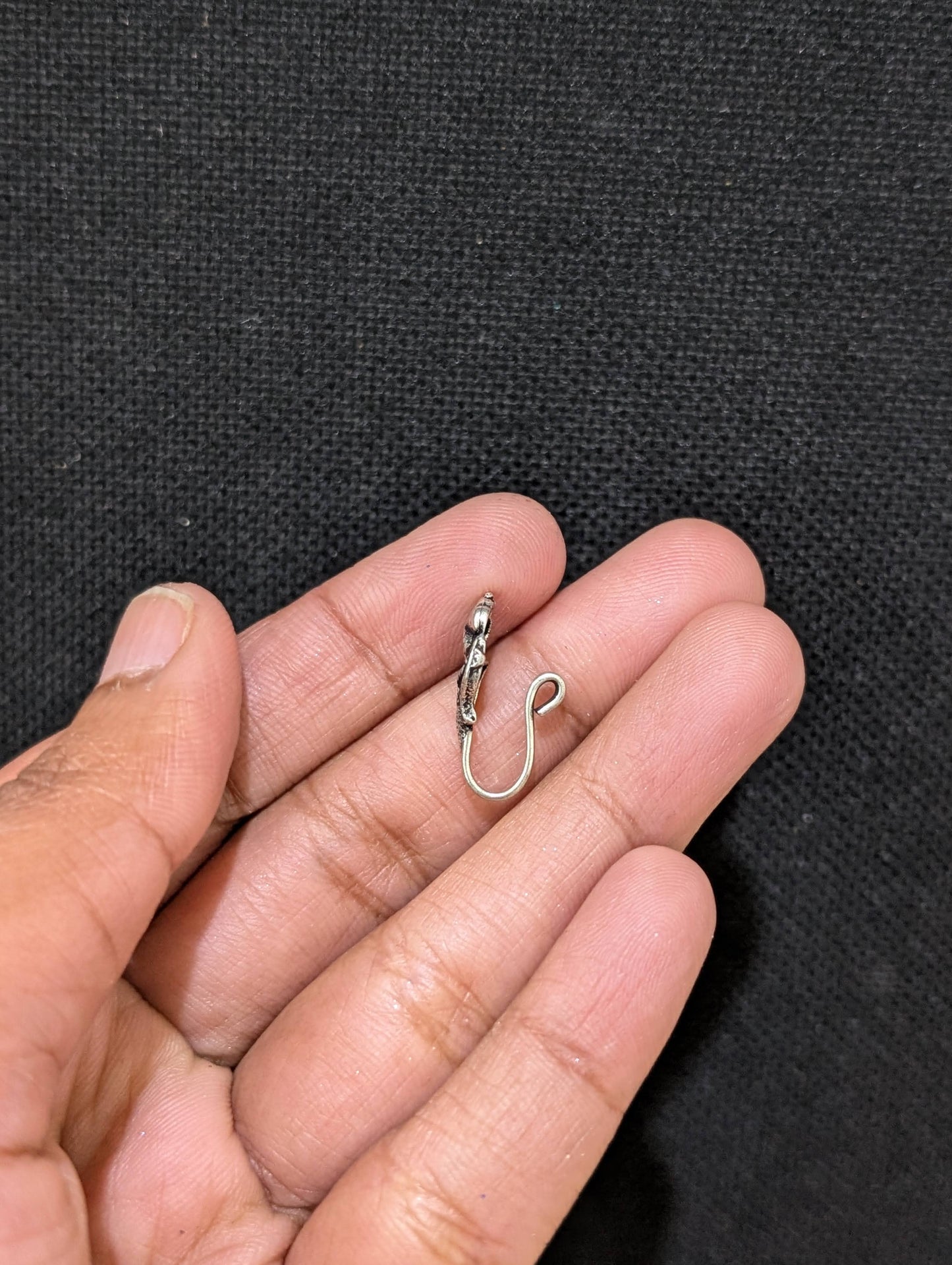 Oxidized silver clip on Nose Pin - Flower design