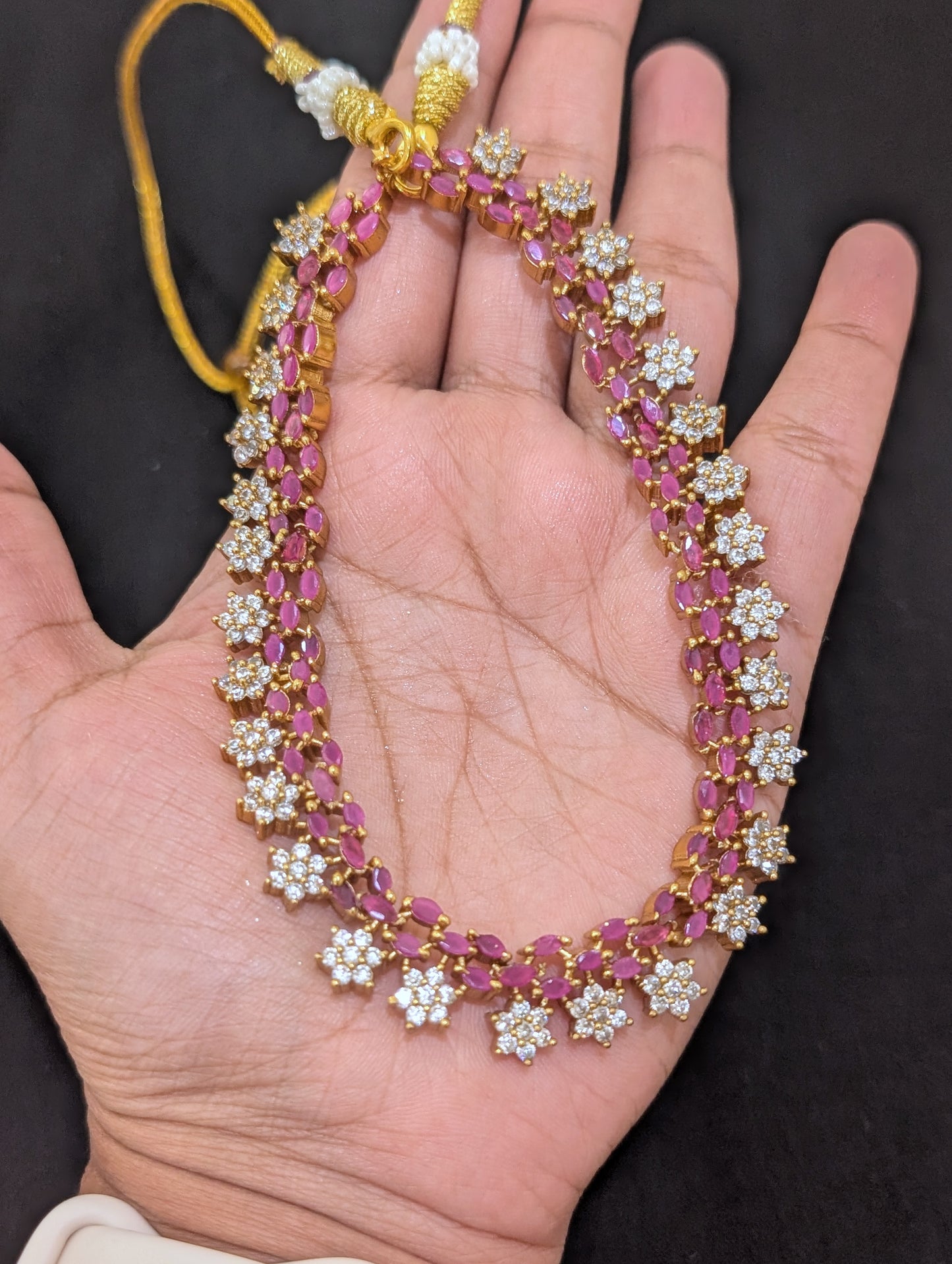 Antique Flower CZ Choker Necklace set