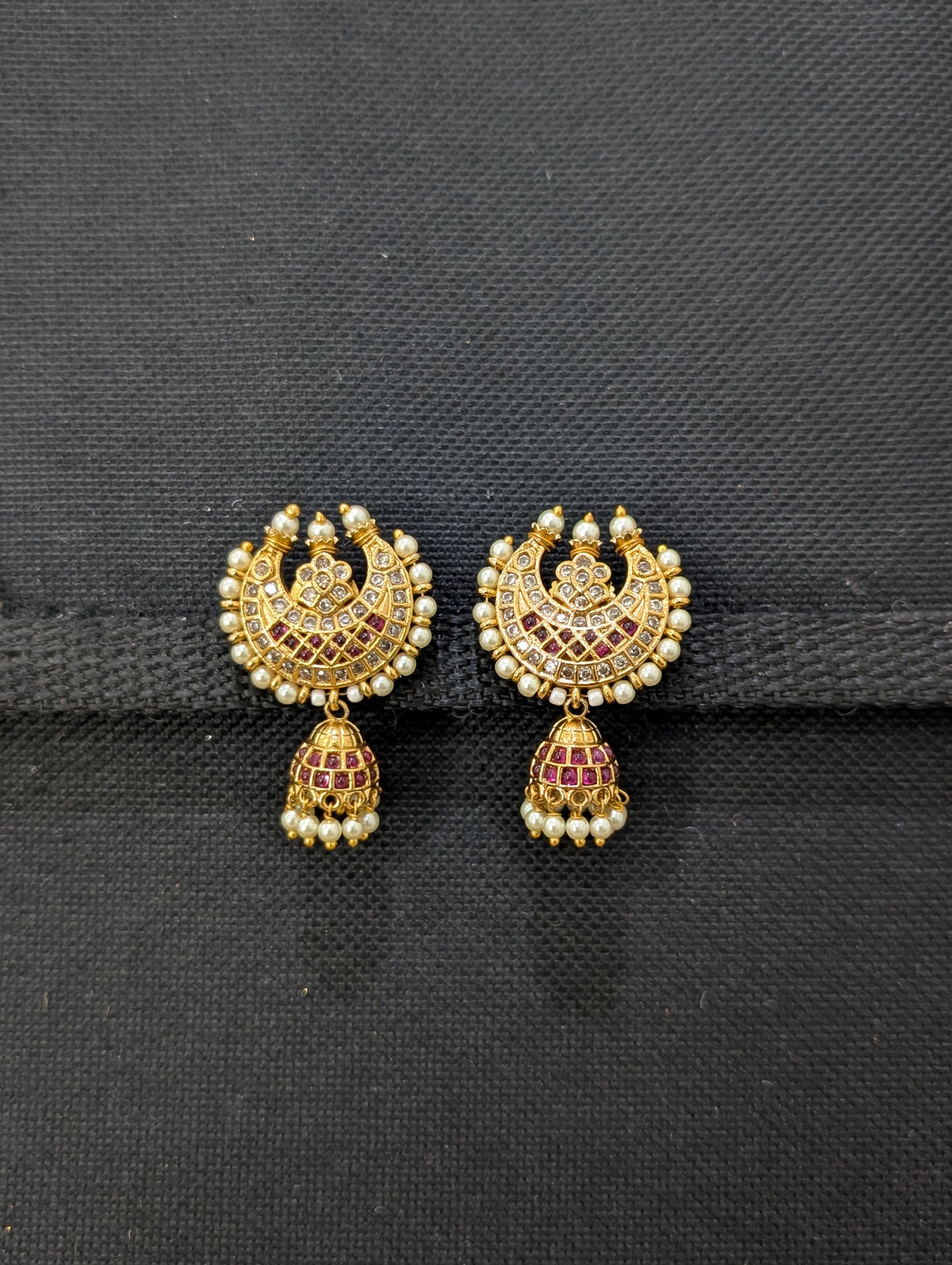 Antique gold Crescent Jhumka Earrings