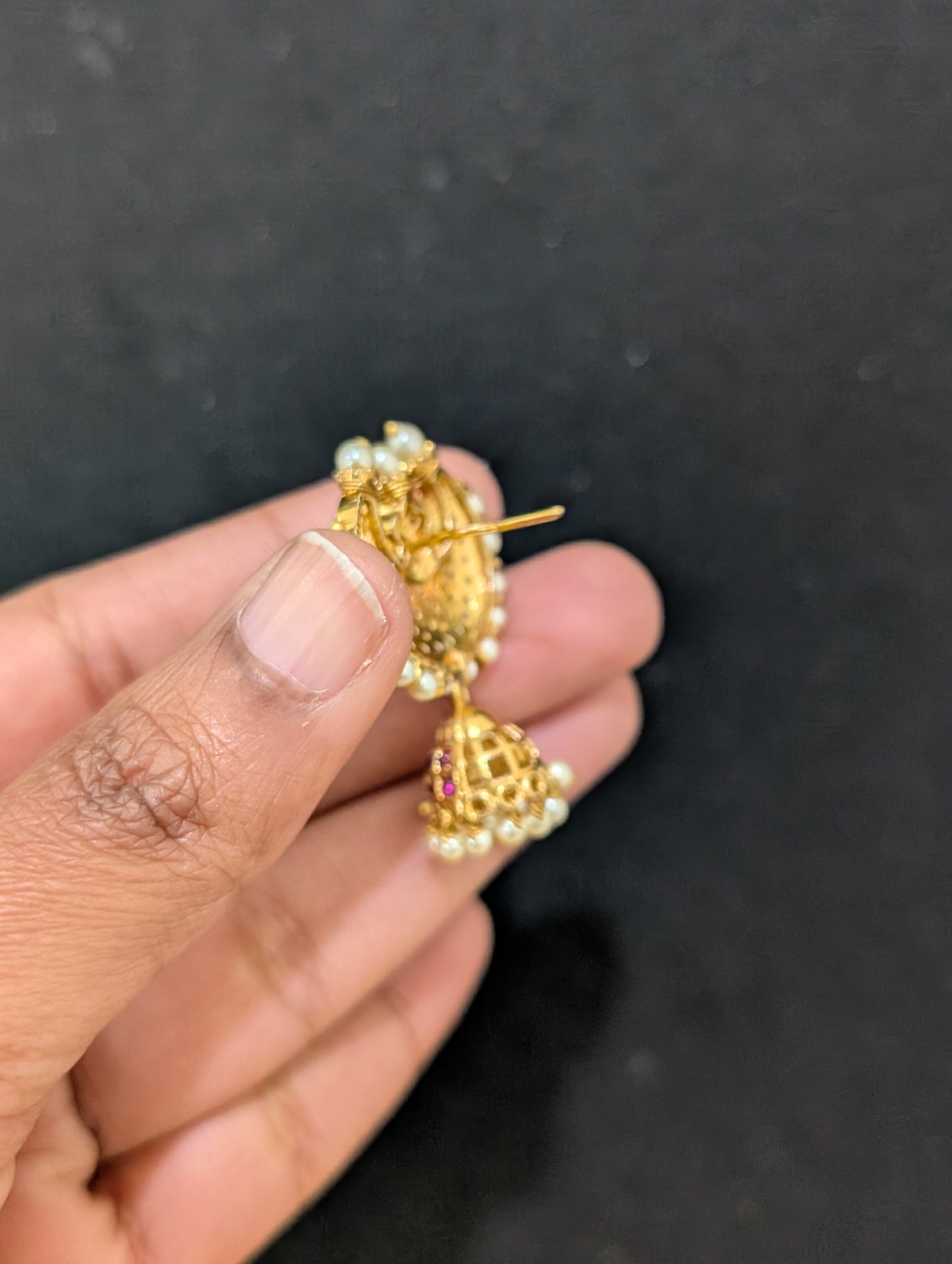 Antique gold Crescent Jhumka Earrings