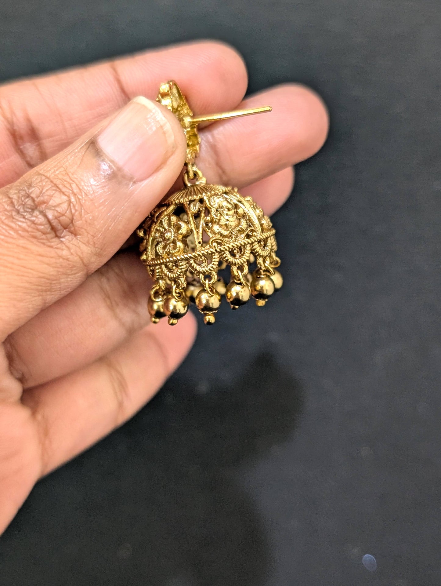 Antique gold Ganesh ji Jhumka Earrings
