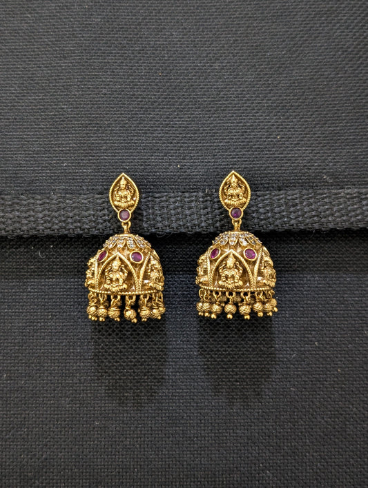 Antique gold Lakshmi ji  Jhumka Earrings