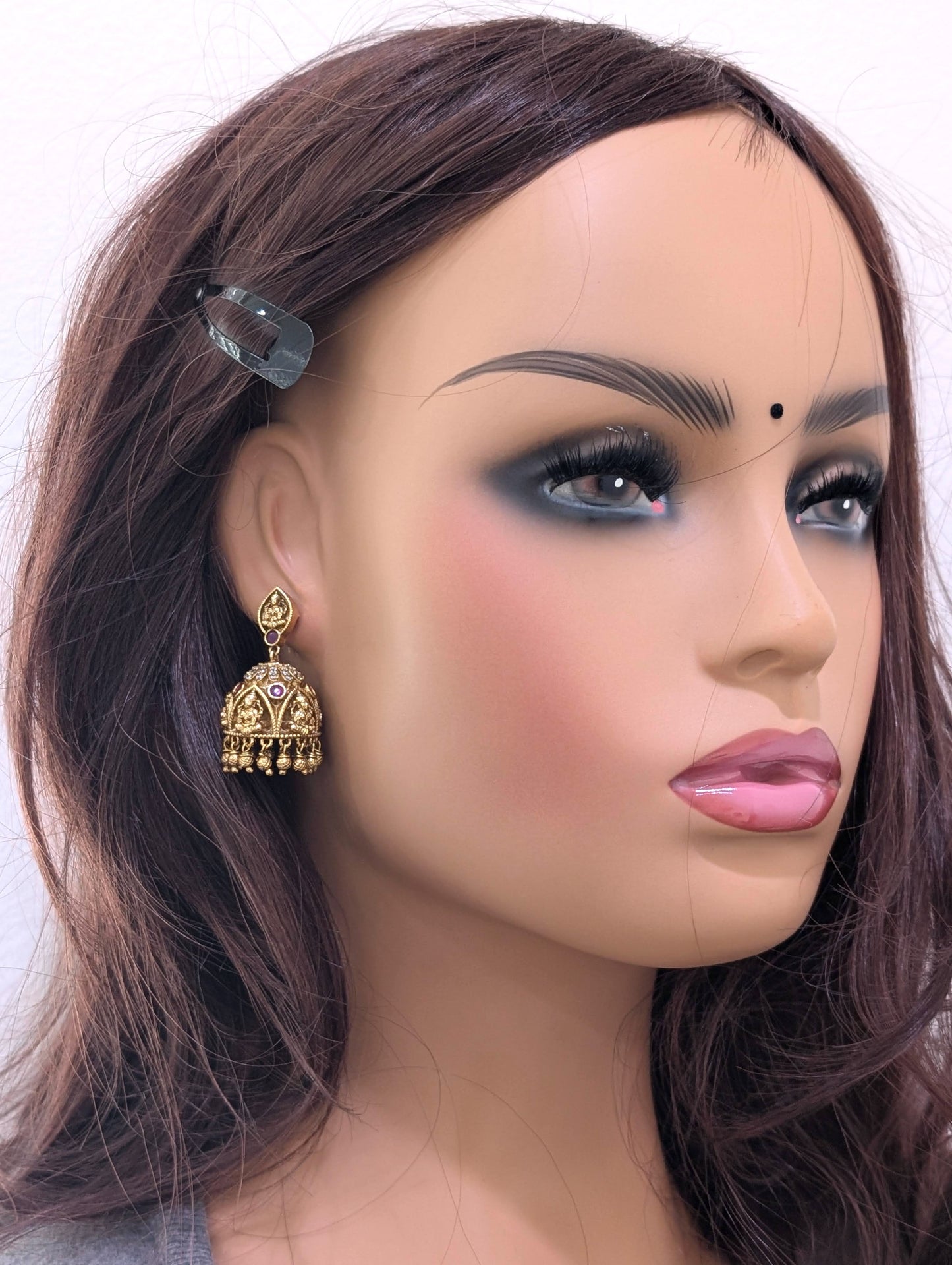 Antique gold Lakshmi ji  Jhumka Earrings