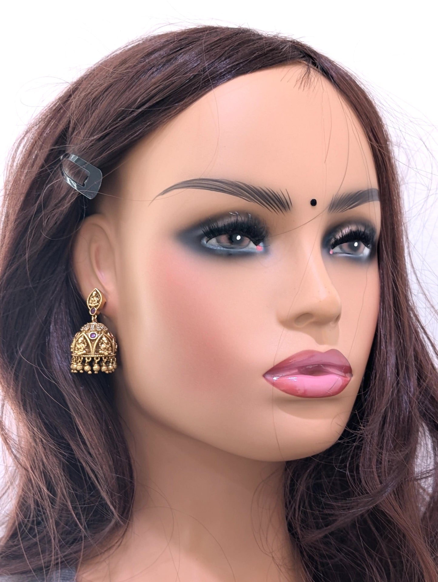 Antique gold Lakshmi ji  Jhumka Earrings
