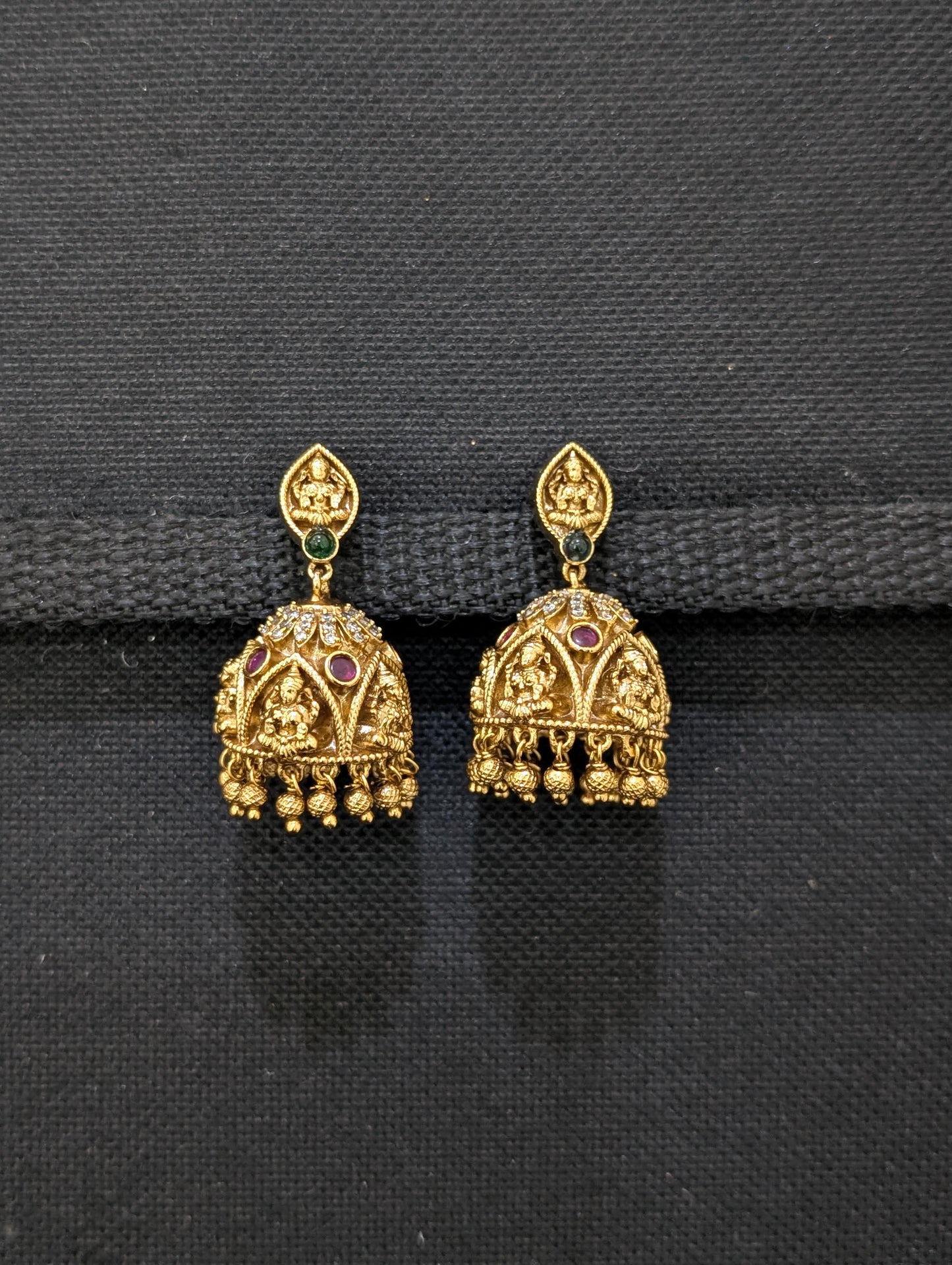 Antique gold Lakshmi ji  Jhumka Earrings
