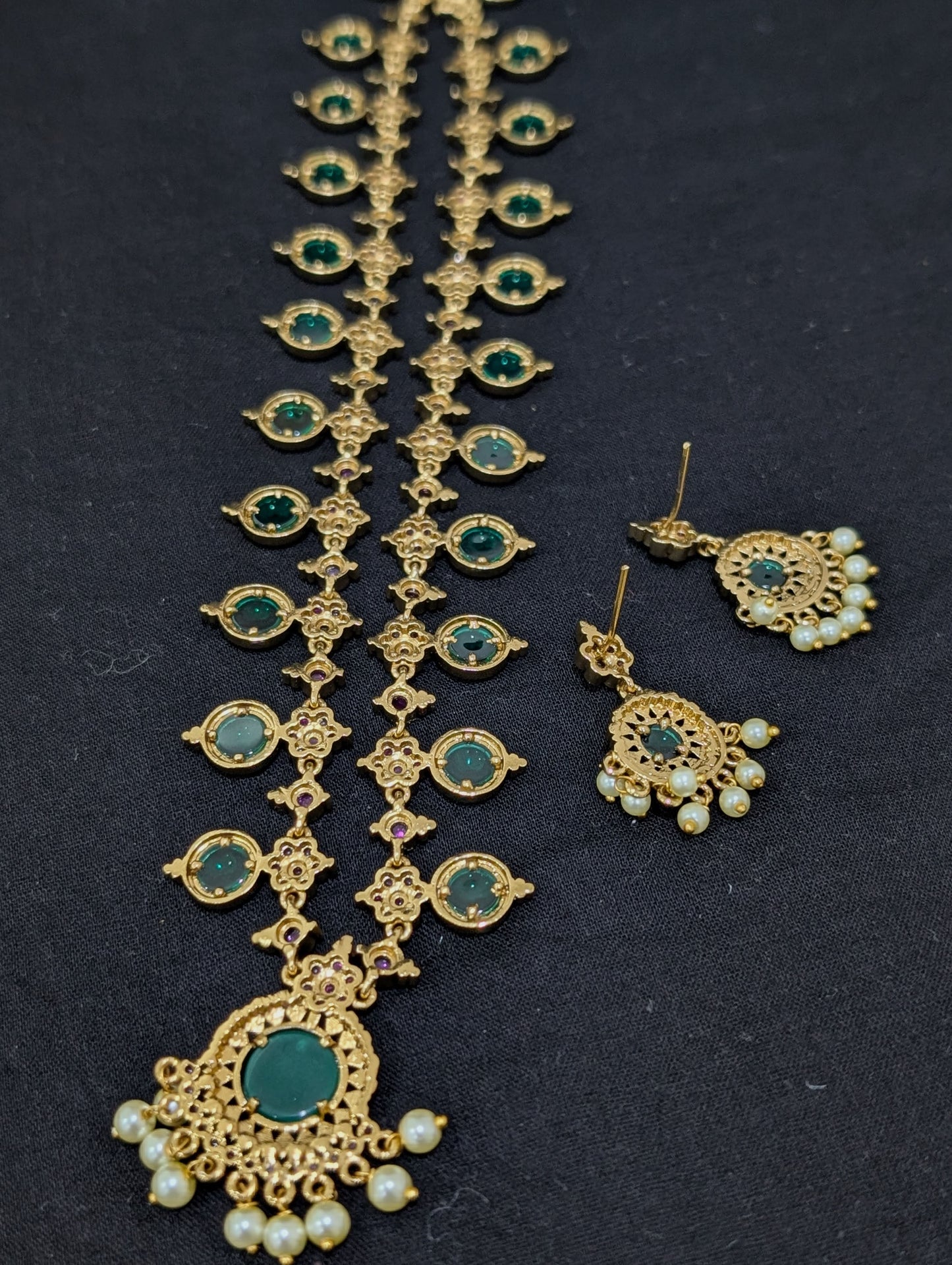 Antique dull plated Chandbali Haram Necklace set