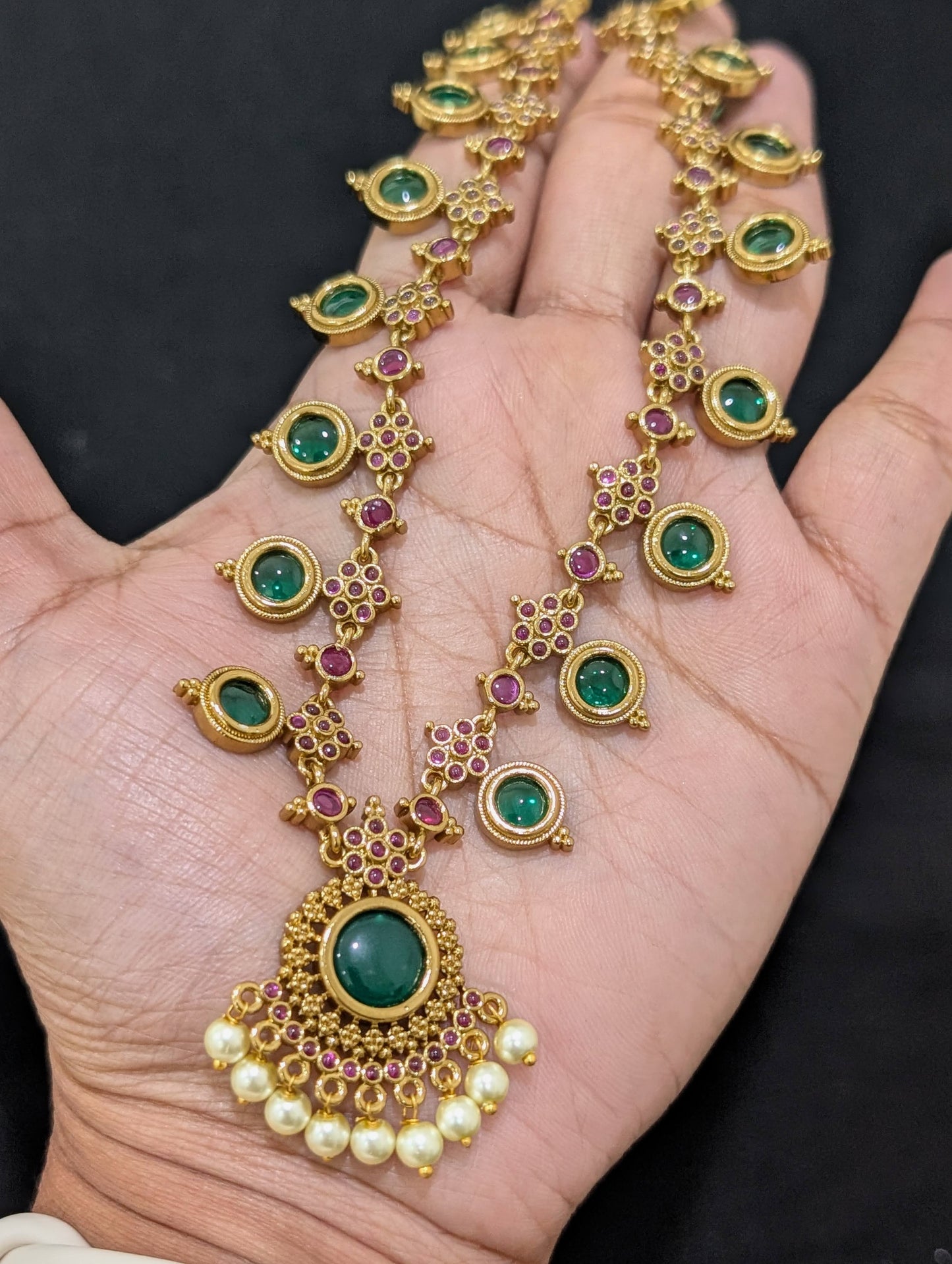 Antique dull plated Chandbali Haram Necklace set