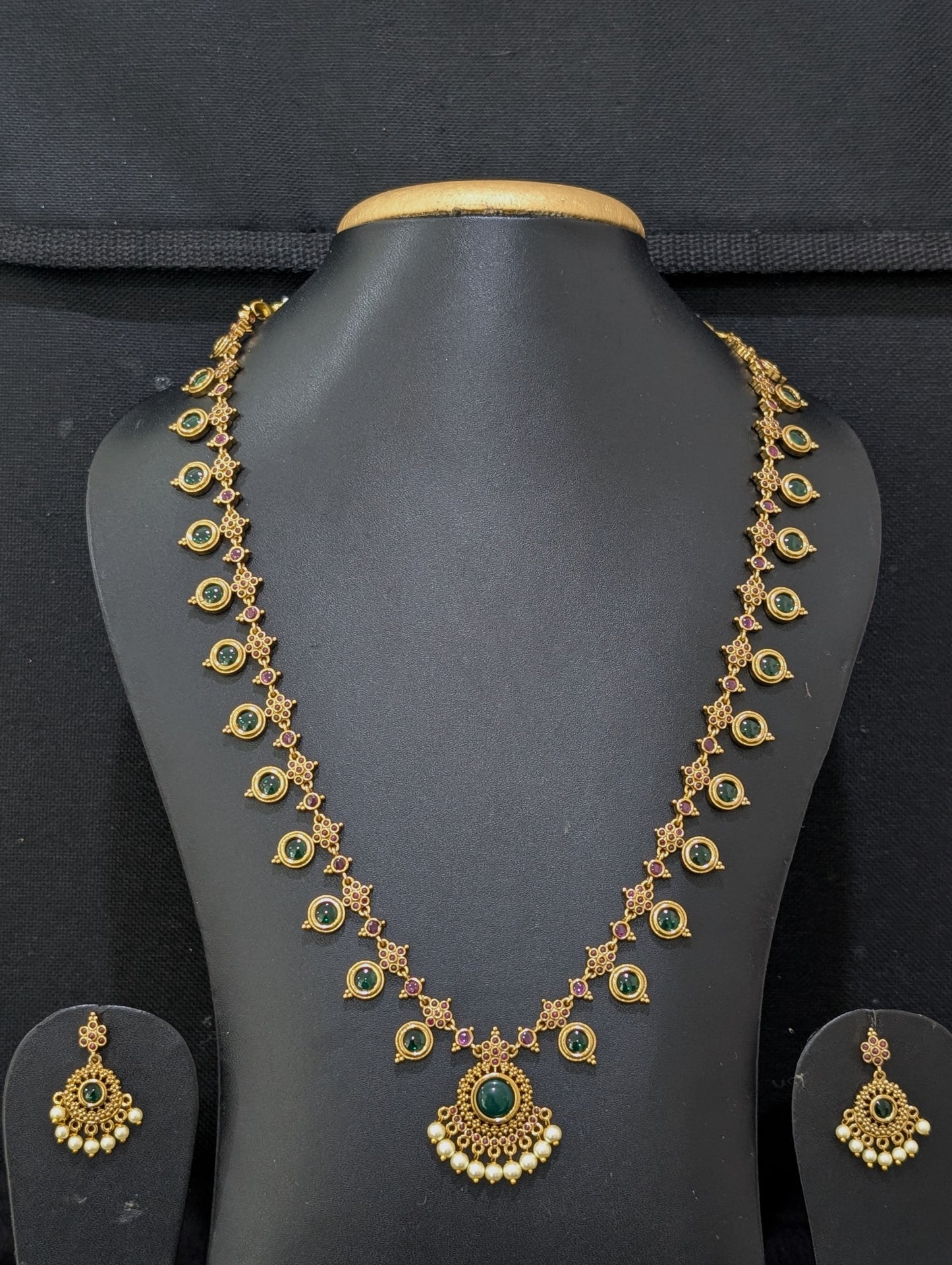 Antique dull plated Chandbali Haram Necklace set