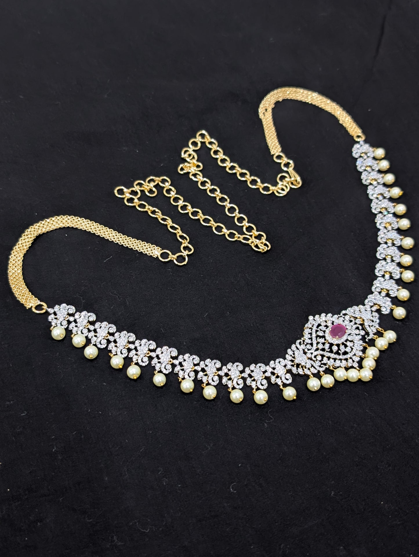 One gram Gold plated CZ Hip Chain / Waist Belt / Belly Chain