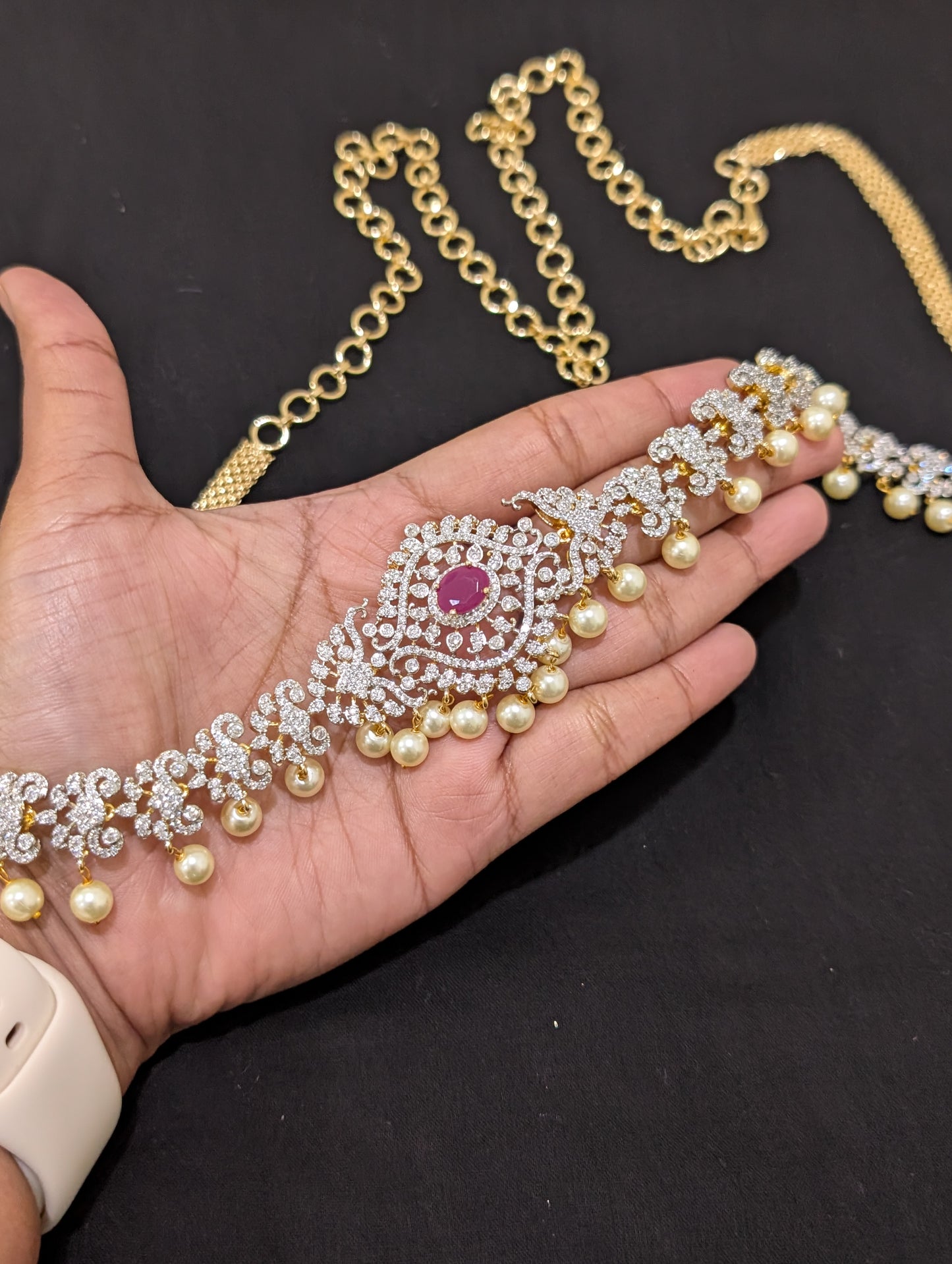 One gram Gold plated CZ Hip Chain / Waist Belt / Belly Chain