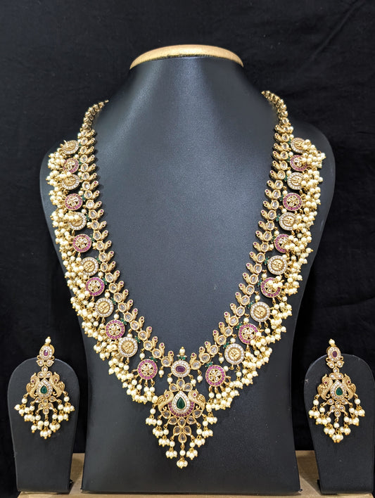 Guttapusalu CZ stone Long Necklace and Earrings set